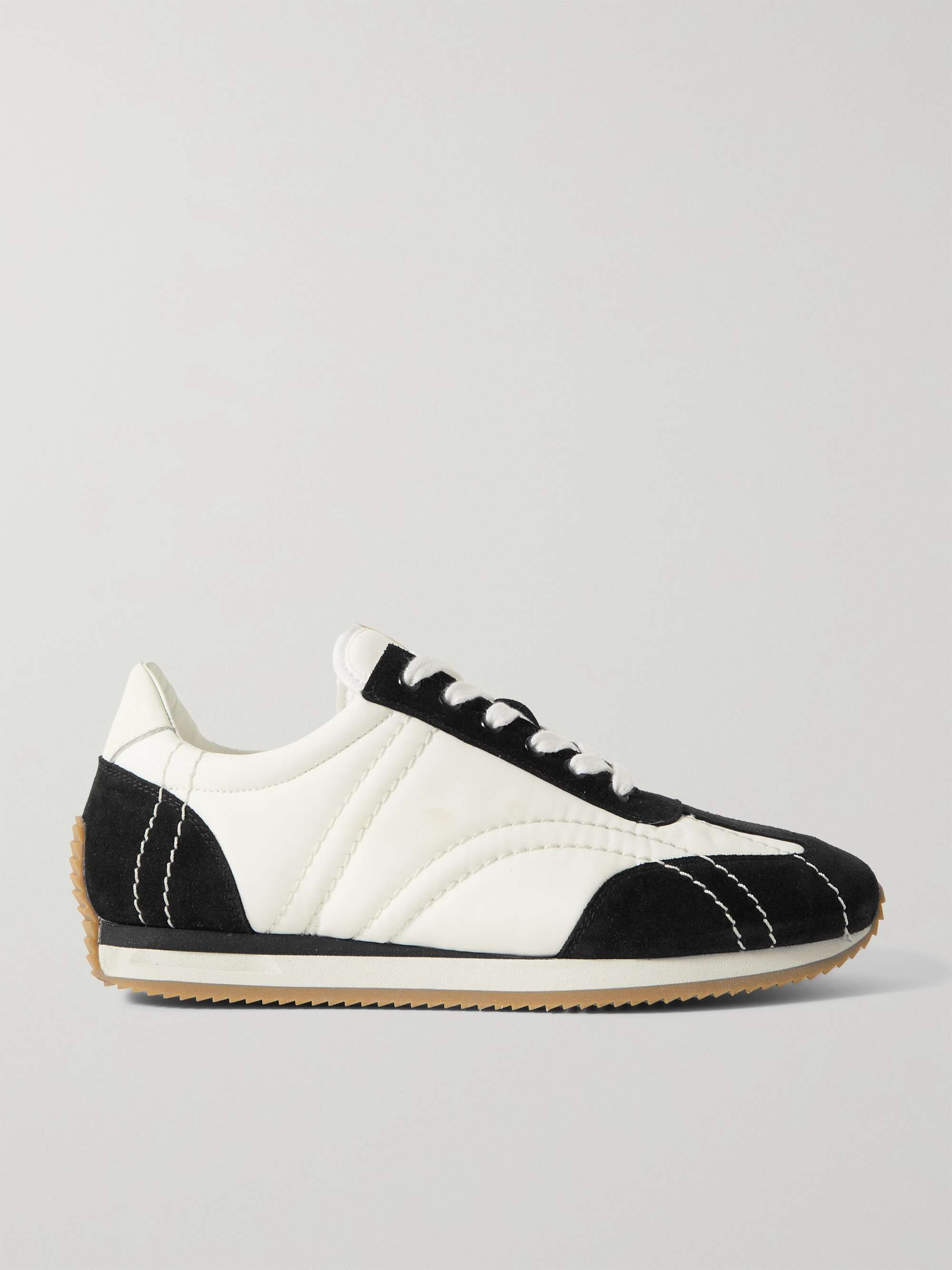 The Sport Leather-Trimmed Suede and Shell Sneakers