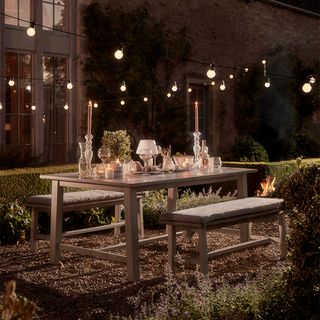 outdoor with string light and table festoon light