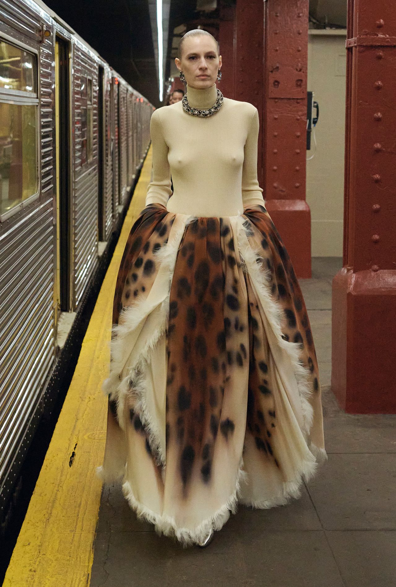 models walk the subway runway for the chanel metiers d'art 2026 show in new york city