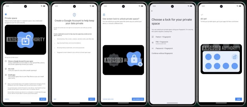 Google has redesigned the "setup flow" for its upcoming Private Spaces feature.