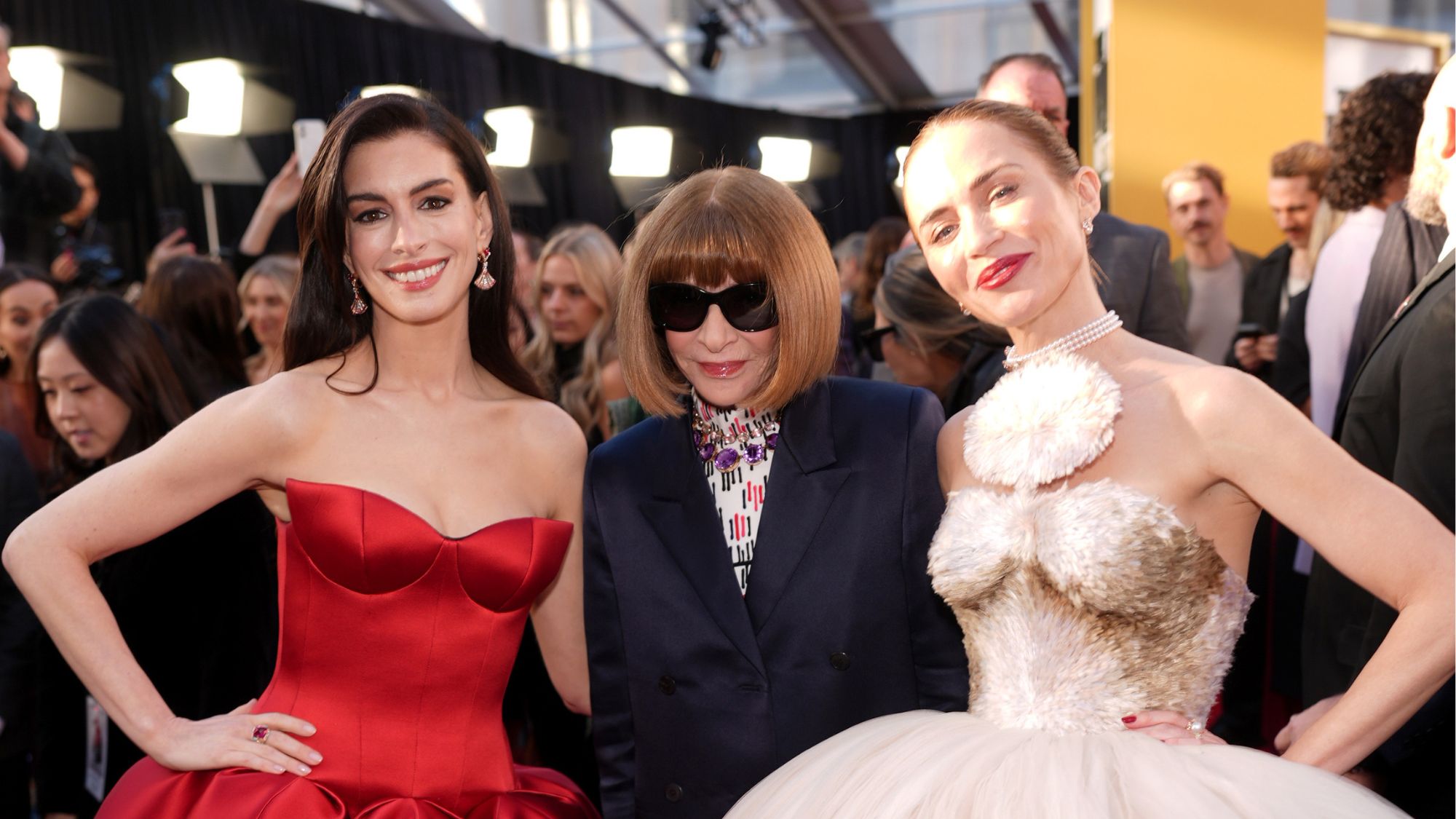 Anne Hathaway, Anna Wintour and Emily Blunt at the premiere of The Devil Wears Prada 2