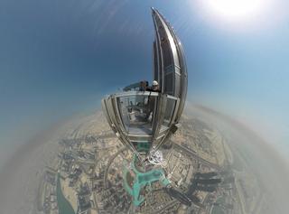 Mark Lambert at the top of Dubai’s Burj Khalifa, currently the world’s tallest building