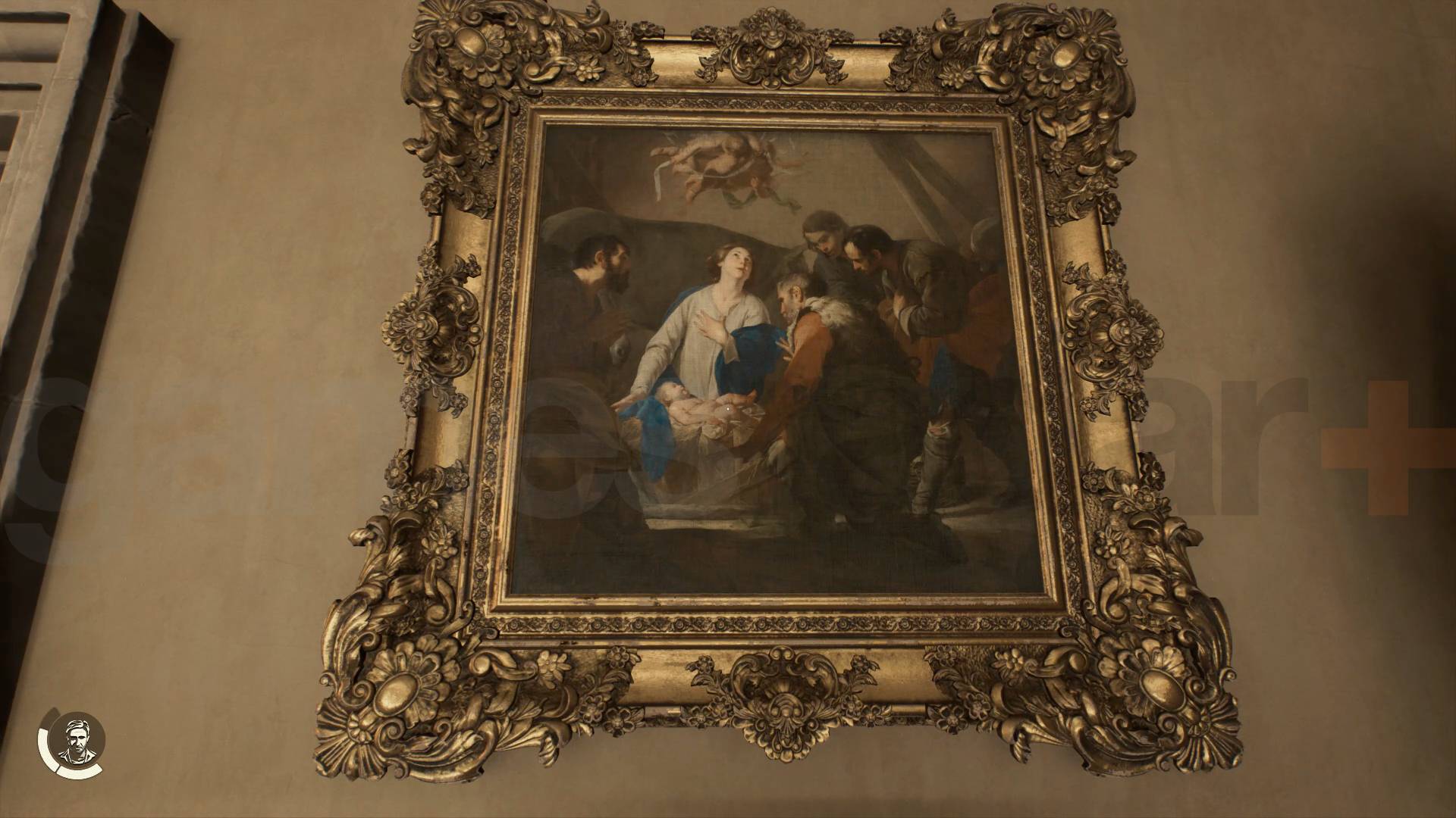Indy dlc safe clue cherubs nativity painting