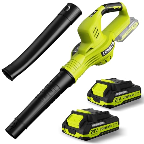 Leaf Blower Cordless 21v Electric With 2 Batteries and Charger Lightweight