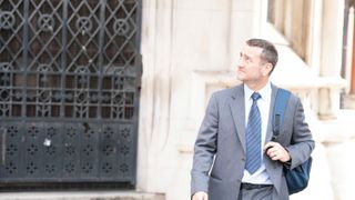Lee Castleton arriving at court in Mr Bates vs The Post Office episode 1
