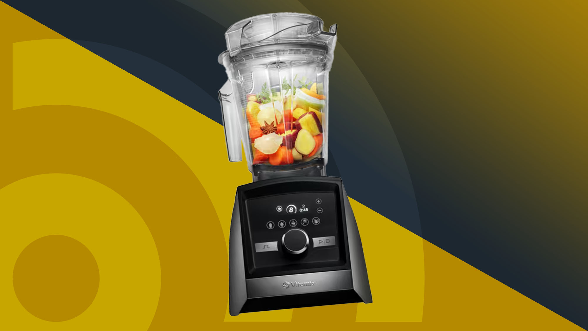 Vitamix blender on gold background