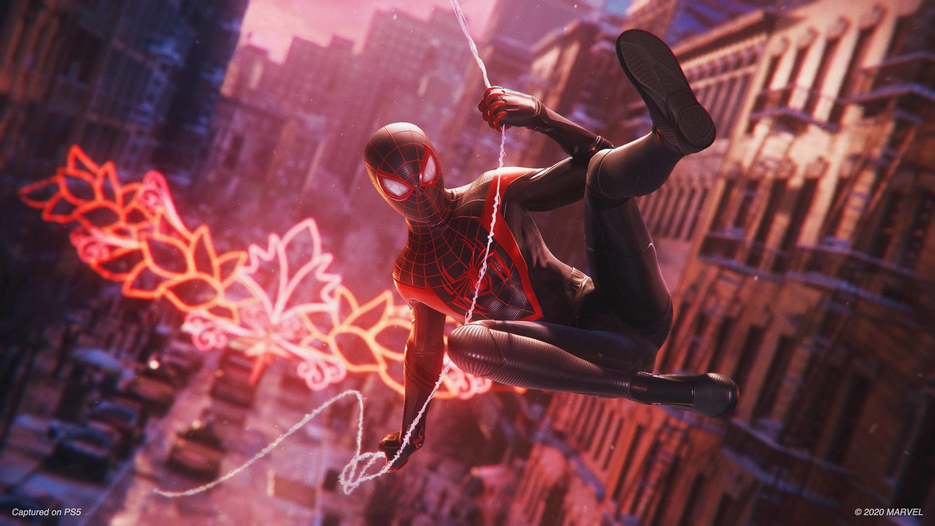 Spider-Man: Miles Morales web swinging