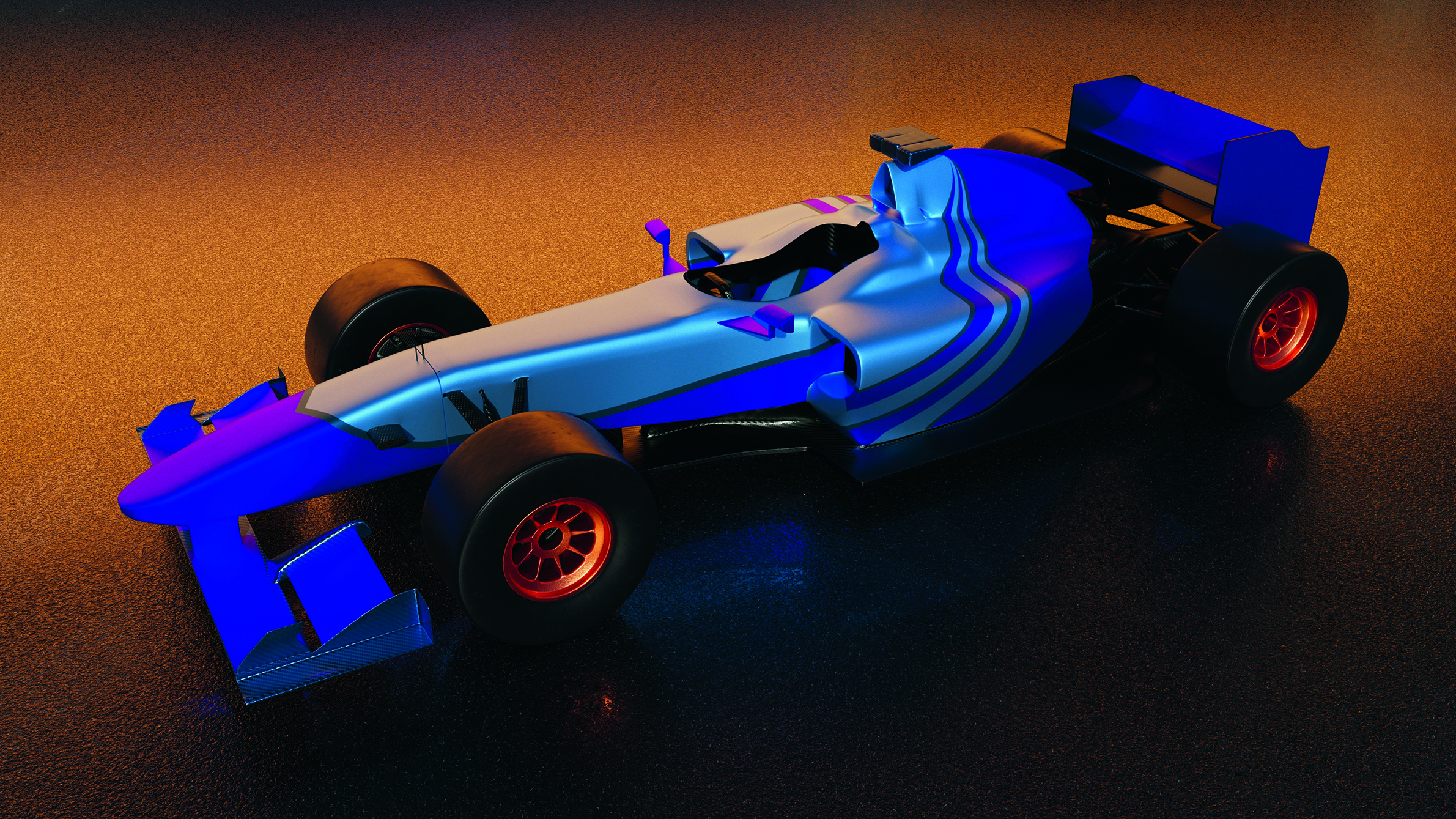A 3D model of an F1 car