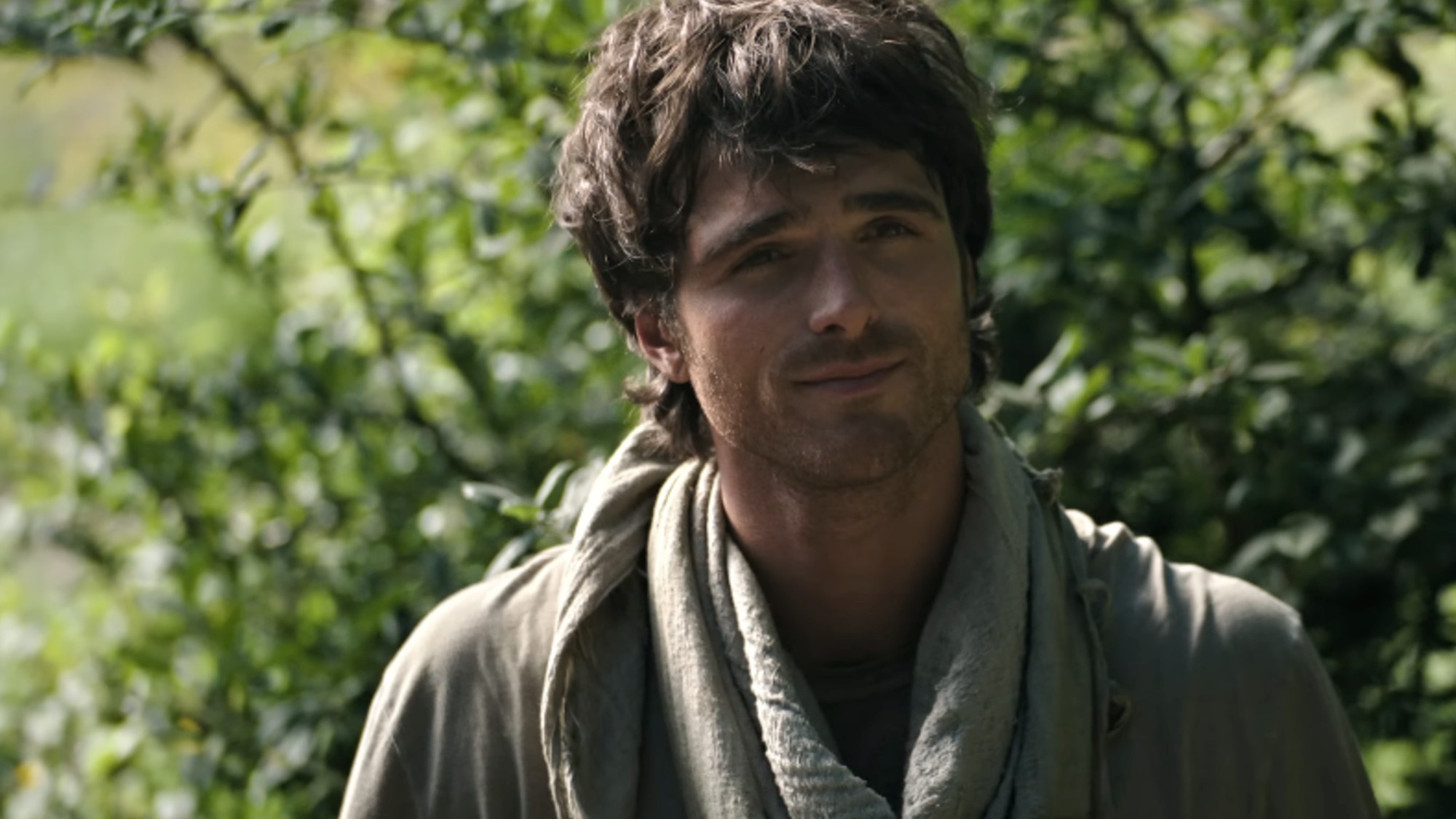 Jacob Elordi smiling in The Dog Stars