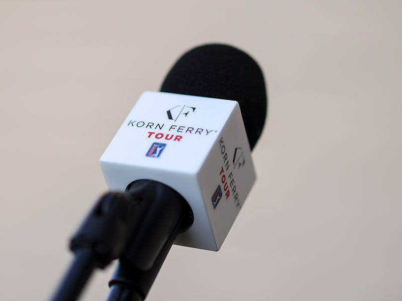 a microphone at a golf event