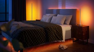 Philips Hue Signe lamp in a bedroom - rendering