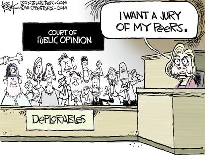 Political cartoon U.S. Hillary Clinton trial