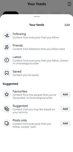 Instagram is reportedly testing a customizable "Your Feed" tab in the app, which will let users pin different types of feeds and remove others for Reels content.