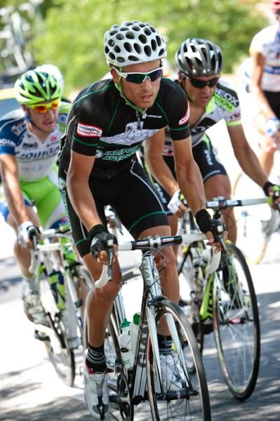 Javier Acevedo (Gobernacion De Antioquia) riding in the break before etching the win.