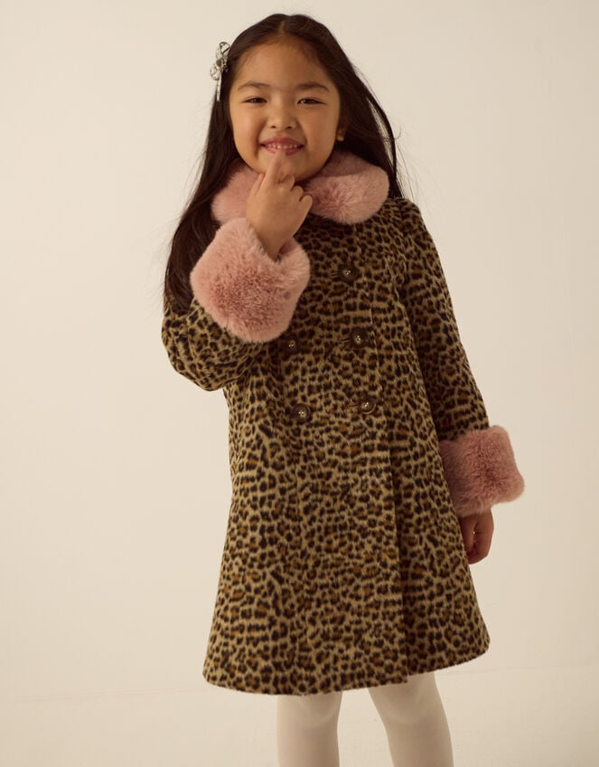 Monsoon X Queens of Archive Connie Faux Fur Leopard Print Coat&amp;#8203; Multi