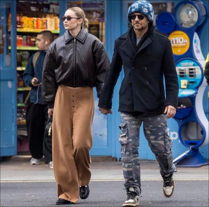 Gigi Hadid in cashmere lounge pants on a date with Bradley Cooper