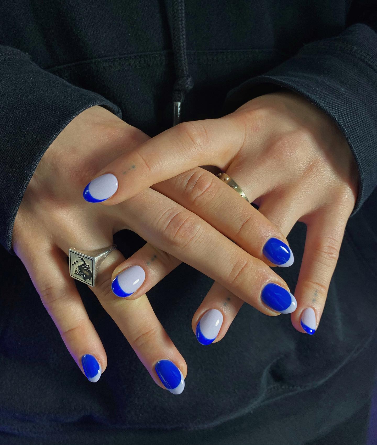 blue French manicures