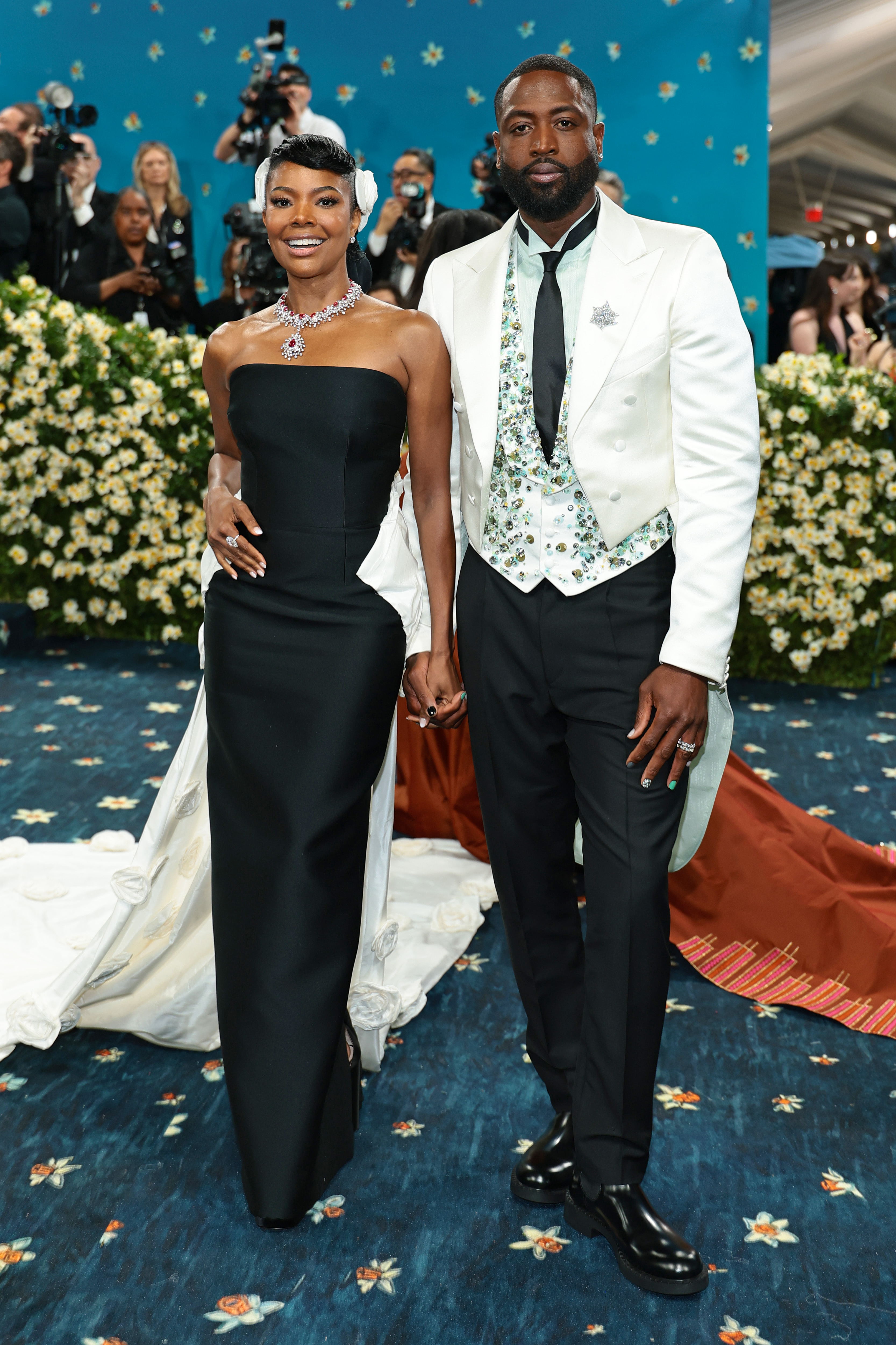 Gabrielle Union Wade and Dwyane Wade attend the 2025 Met Gala Celebrating "Superfine: Tailoring Black Style" at Metropolitan Museum of Art on May 05, 2025 in New York City. (Photo by Dimitrios Kambouris/Getty Images for The Met Museum/Vogue)