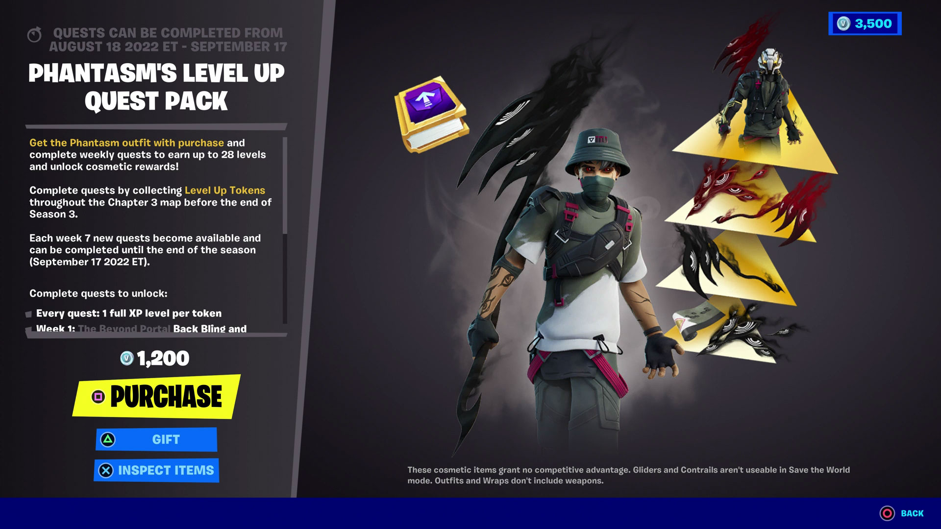 Fortnite Level Up Tokens Phantasm's Quest Pack