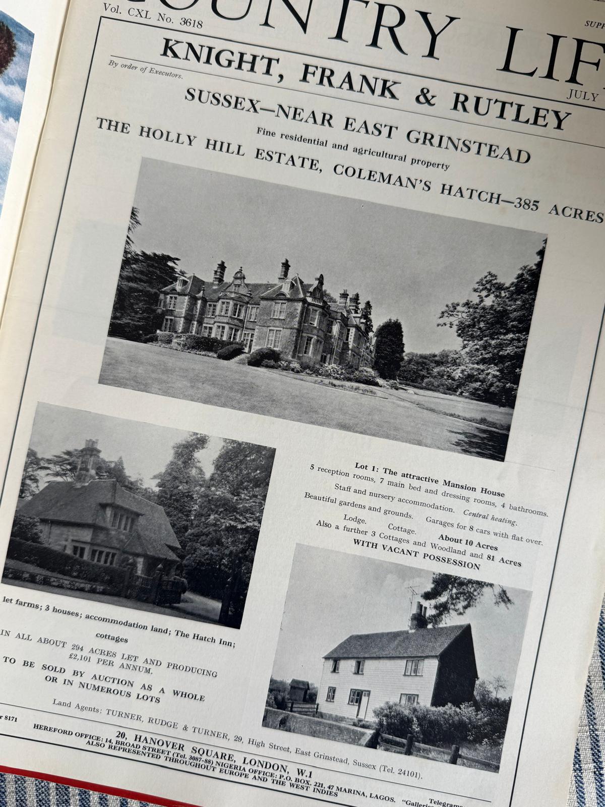 Pages from a Country Life in 1966, showing some vintage adverts
