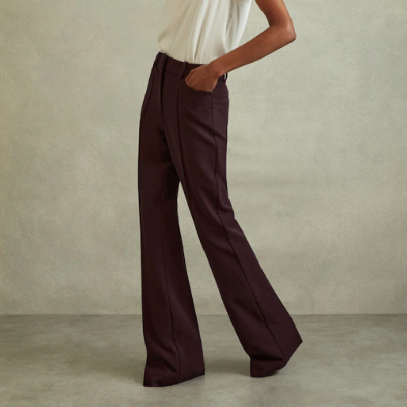 Reiss Gabi trousers in berry on model