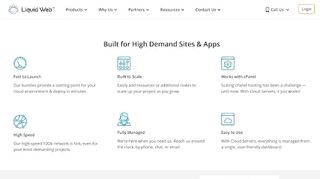 Liquid Web's webpage discussing its cloud hosting features