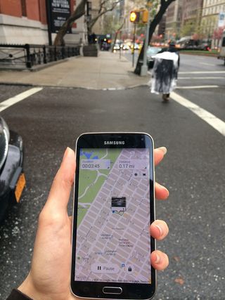 The app allows to see your route on a map, and pictures you take get tagged to your location.