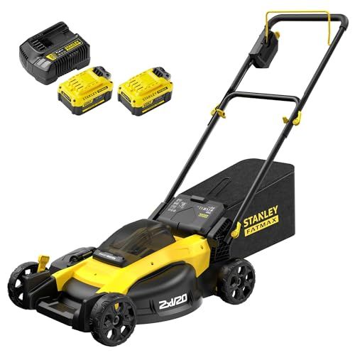 Fatmax V20 Brushless Mower Kit with 2 x 4.0Ah Batteries & 2a Charger