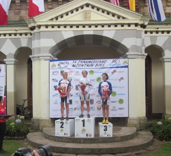 The elite women's podium at the 2011 Pan American cross country championships