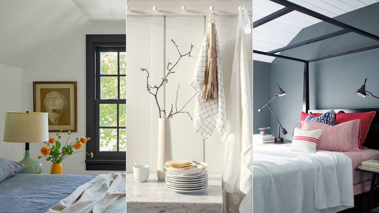 Three rooms painted with Benjamin Moore &#039;winter skies&#039; colors