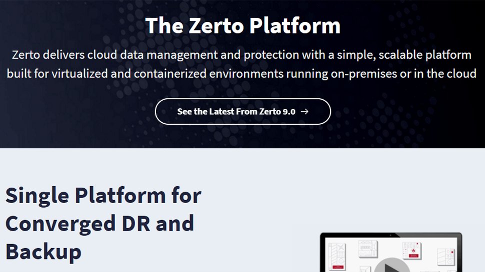 Website screenshot for Zerto