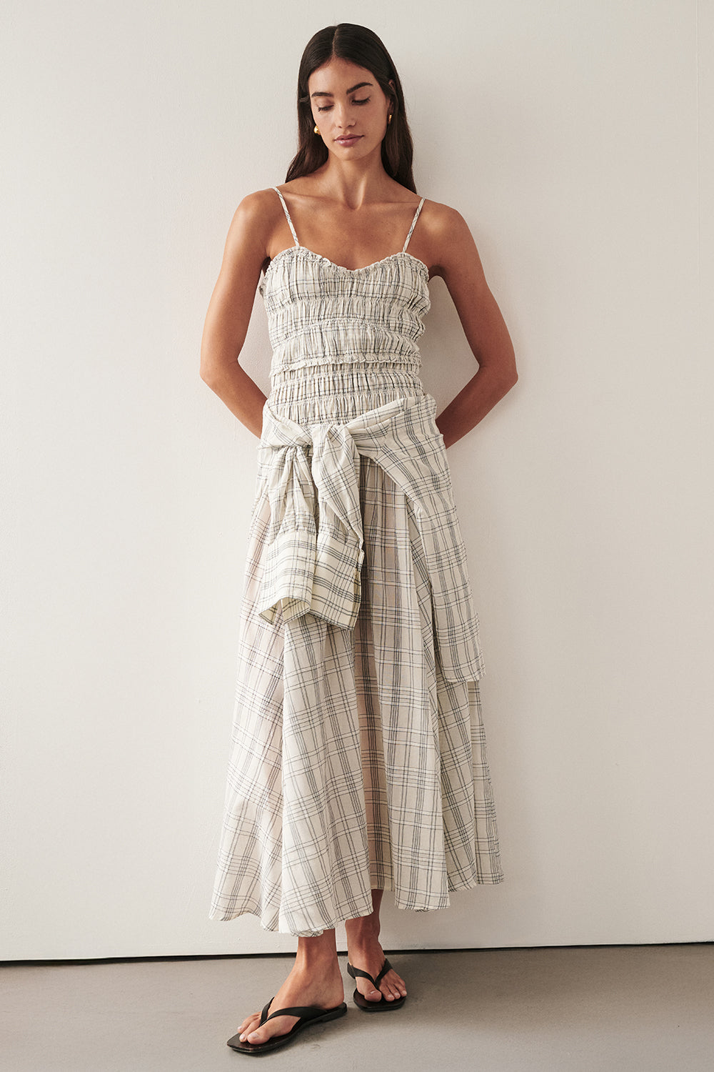 Petra Off White Check Midi Dress - 0 / Off White