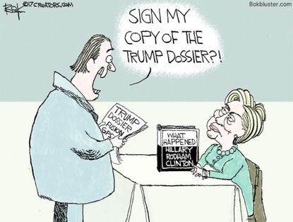Political cartoon U.S. Hilary Clinton Trump dossier