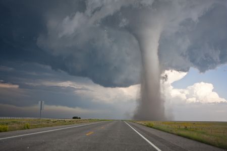 Thunderstorms, road into Oklahoma.