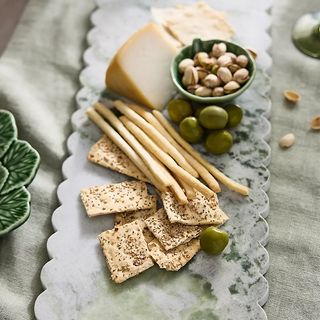 Scalloped Green Marble Serving Board