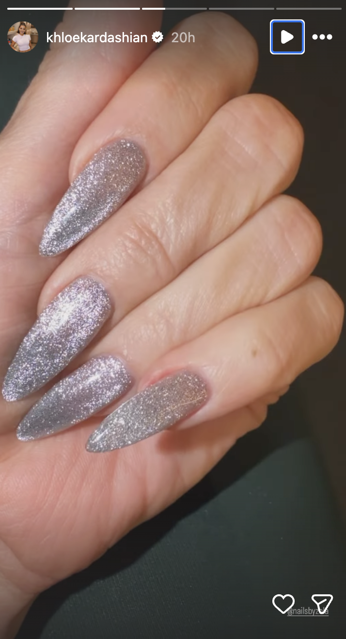 Khloe Kardashian's silver cat eye nails