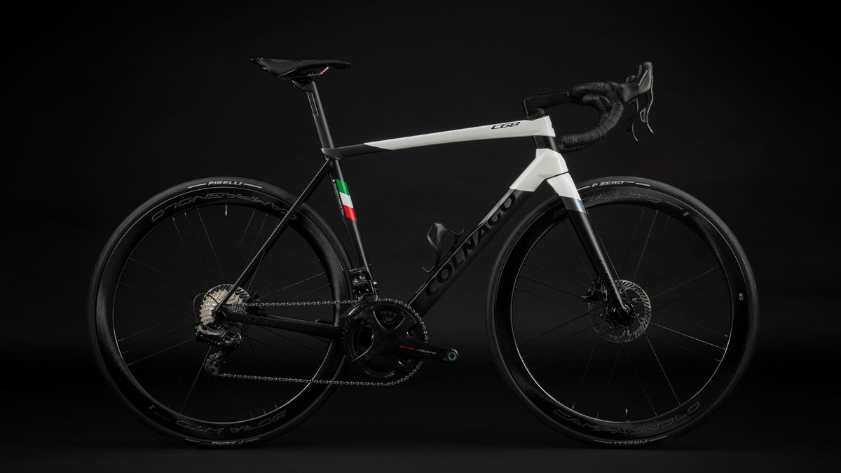 A Colnago C68 on a black background