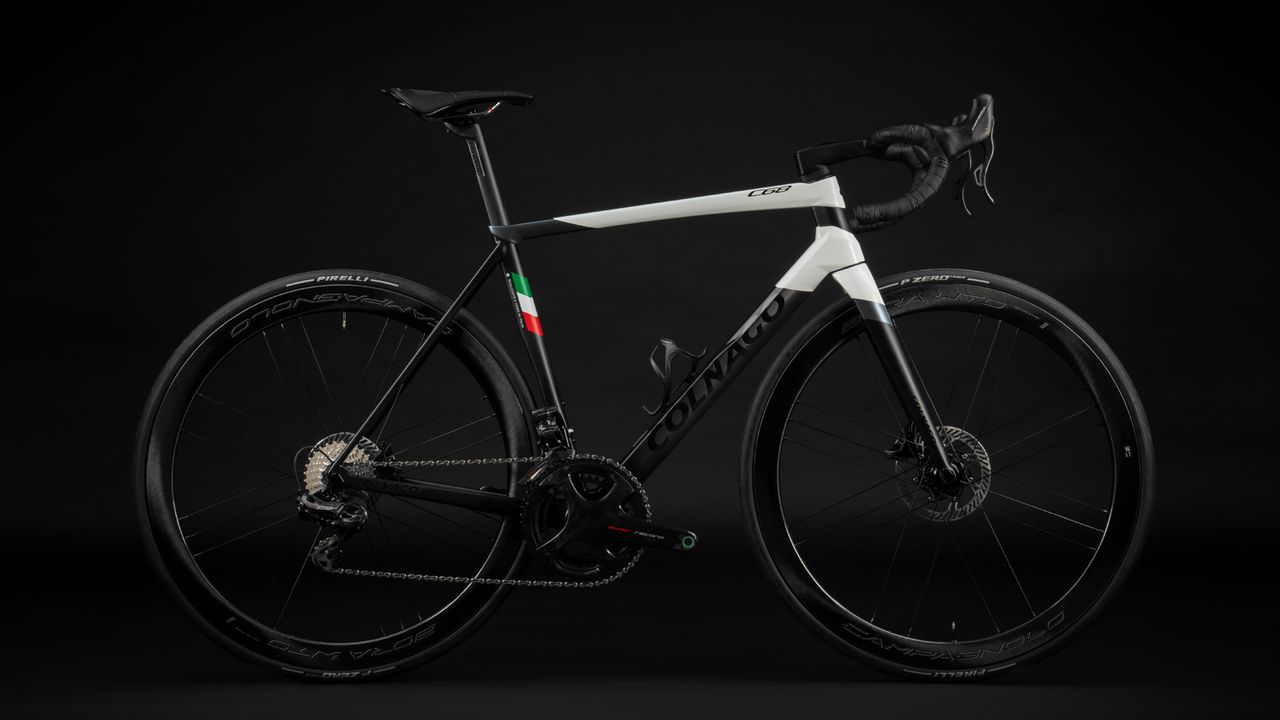 A Colnago C68 on a black background
