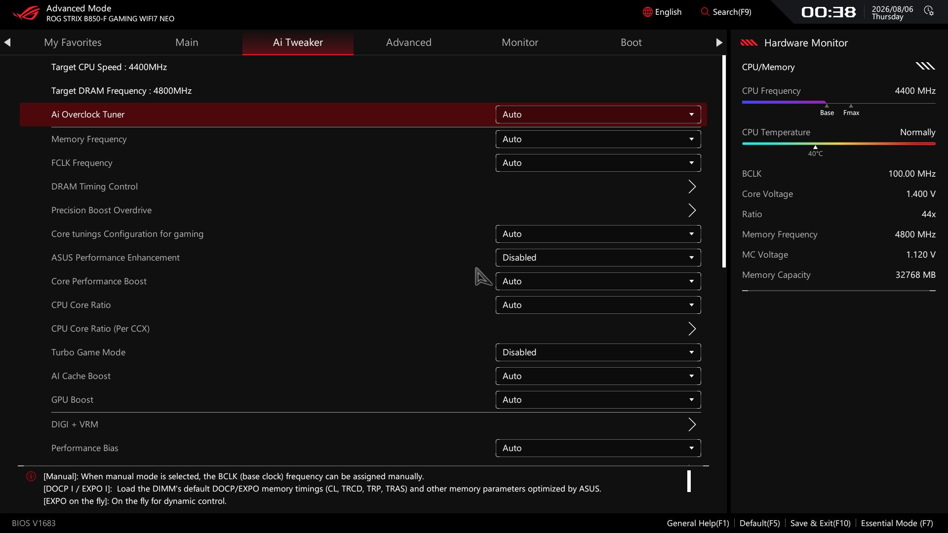 Asus ROG Strix B850-F Gaming Wifi Neo - BIOS