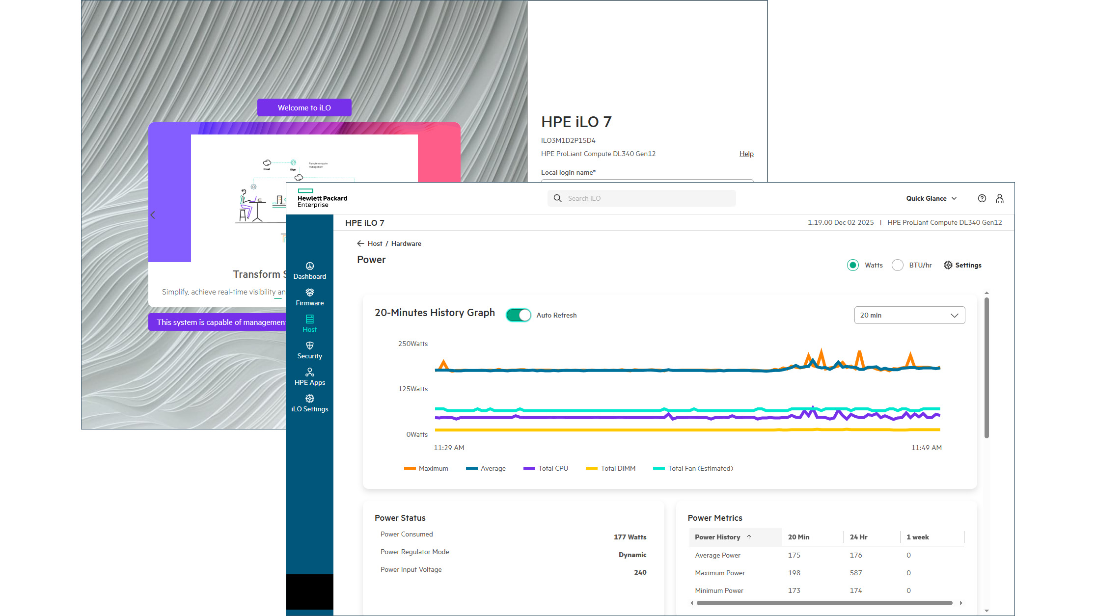 A screenshot of the HPE ProLiant Compute DL340 Gen 12 interface