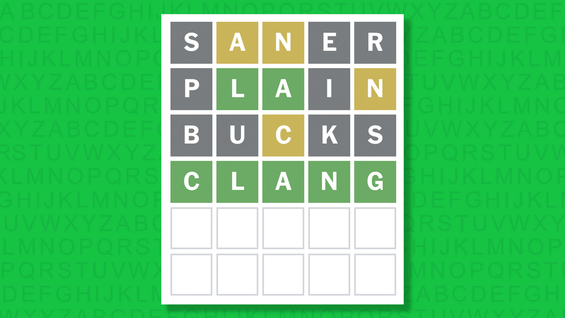NYT Wordle answer for game 1805 on a green background
