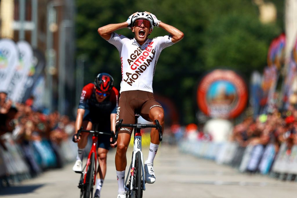 Bastien Tronchon, a trainee for AG2R-Citro&euml;n, wins stage 3 of the Vuelta a Burgos in his pro debut
