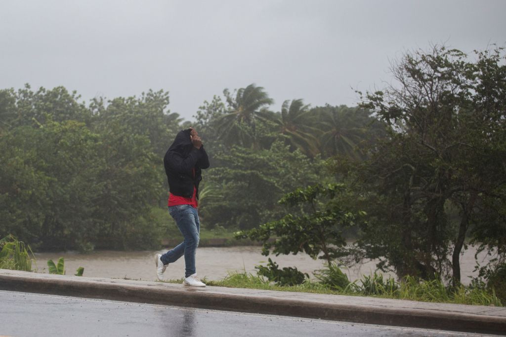 Person in hurricane