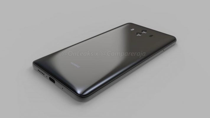 The back of the Huawei Mate 10 is slightly curved and shiny, and likely made of glass