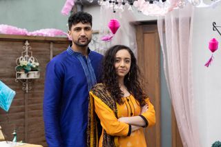 Shaq and Nadira in Hollyoaks.