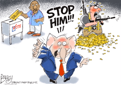 Political Cartoon U.S. gop mass shootings voter suppression