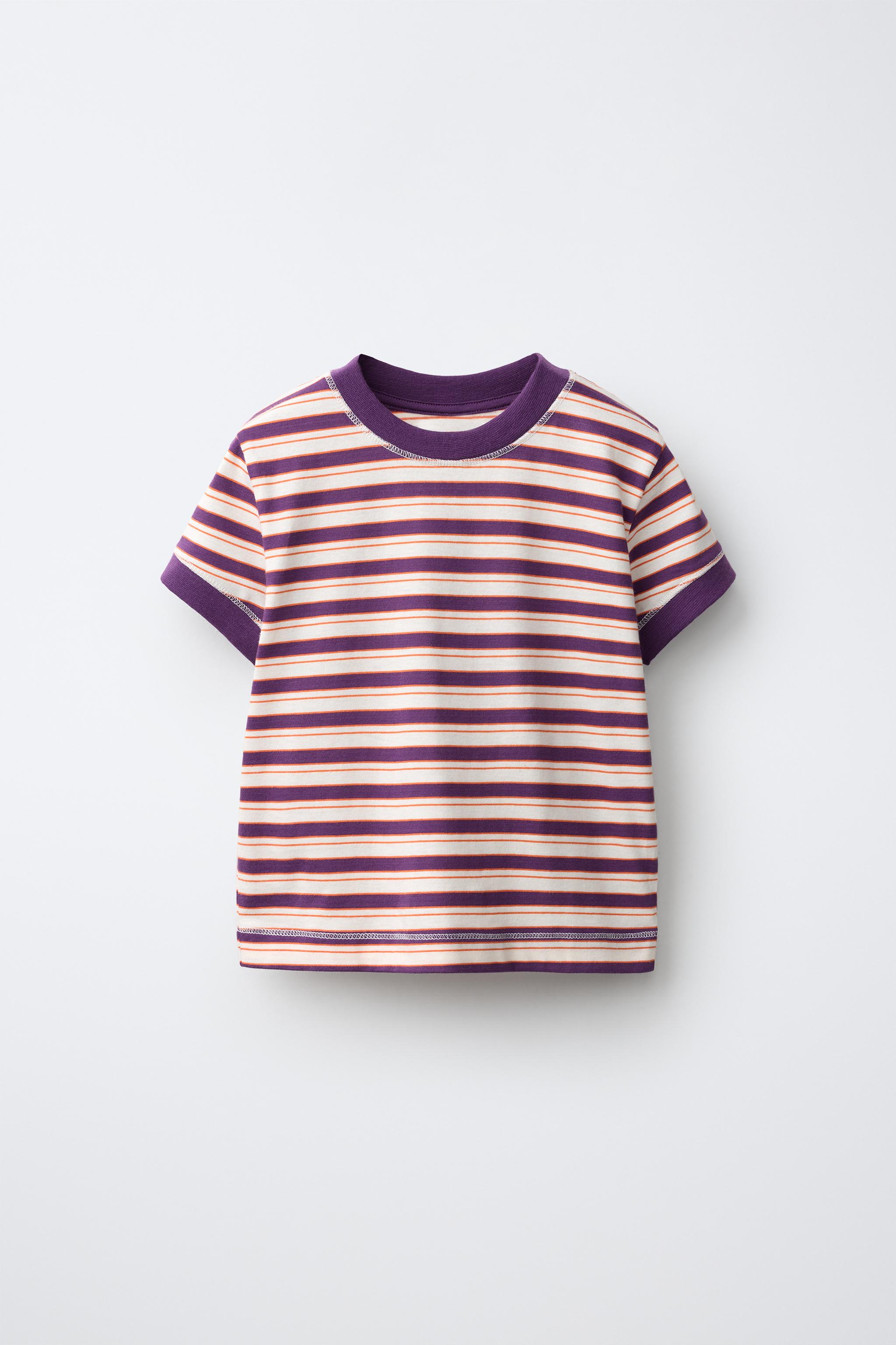 Striped T-Shirt - Purple - 6-7 Years (48,0 Inches)