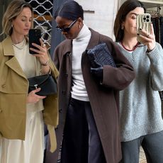 collage of fashion influencers wearing the winter 2026 relaxed pants trends