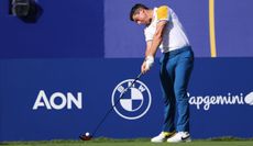 Rory McIlroy hits a tee shot at the Ryder Cup