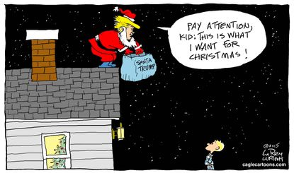 Political cartoon U.S. Trump Santa Christmas